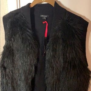 Zip up faux fur vest
